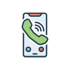 Color illustration icon for call