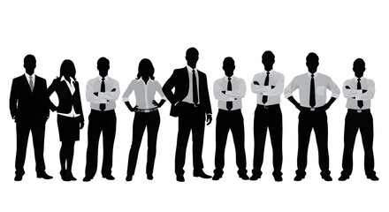 Business team silhouette vector illustration for corporate leadership and teamwork success concept design