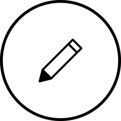 Minimalist pencil icon within a circular frame for graphic design purposes