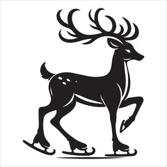 Fototapeta premium Deer skating silhouette vector