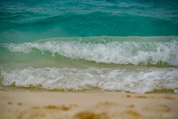 the wave on the beach with dramatic tone