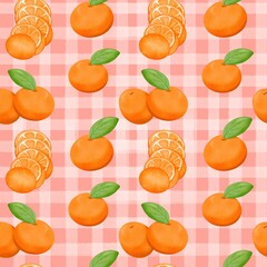 Seamless pattern with summer picnic and  on pastel Red