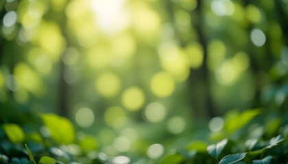 Obraz premium Soft Focus Tranquil Green Nature Background with Light Bokeh Effect for Calm and Peaceful Design