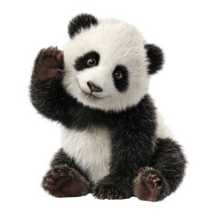 Obraz premium Adorable baby panda waving its paw, isolated on a clean white backdrop