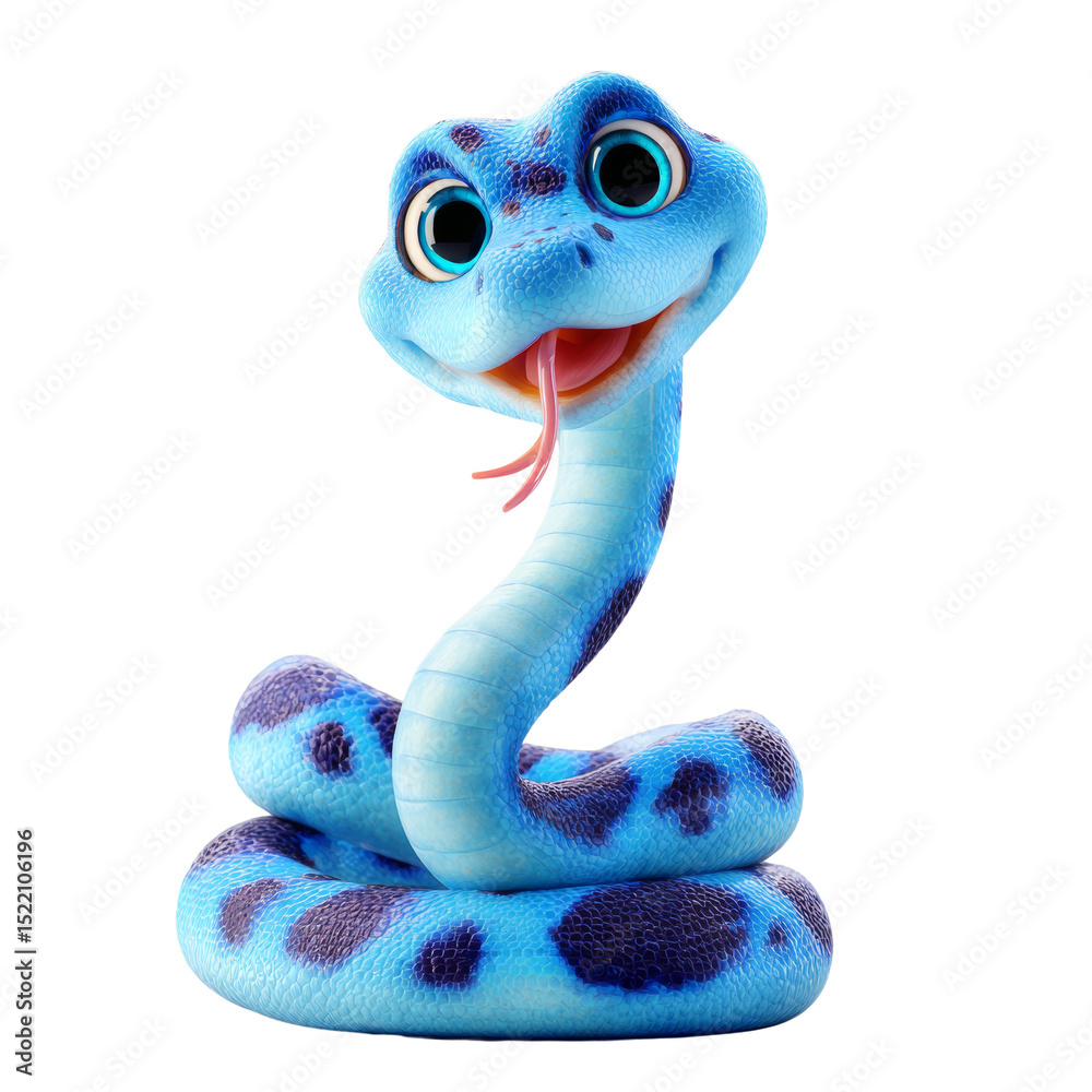 Poster adorable cartoon snake with a playful expression isolated on white backdrop