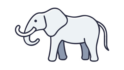 Fototapeta premium Cute and Expressive Regal Elephant Icon with Gracefully Curved Trunk, Defined Tusks, and Tail