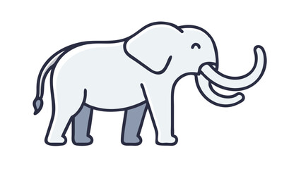 Fototapeta premium Cute and Expressive Regal Elephant Icon with Gracefully Curved Trunk, Defined Tusks, and Tail