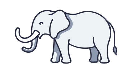 Fototapeta premium Cute and Expressive Regal Elephant Icon with Gracefully Curved Trunk, Defined Tusks, and Tail