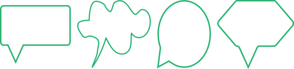 Vector illustration of a set of green speech bubbles icons.