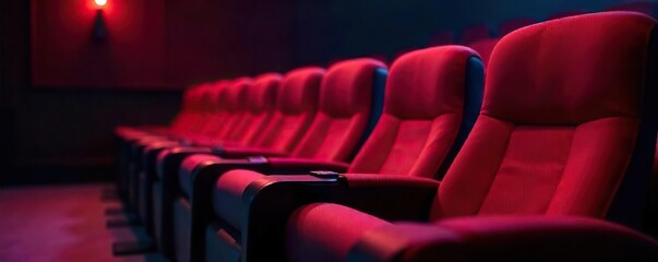 Close-up of plush theater seating, soft lighting casting gentle shadows, creating a serene and inviting atmosphere perfect for relaxation and escape , theatre, cushion, relieve stress