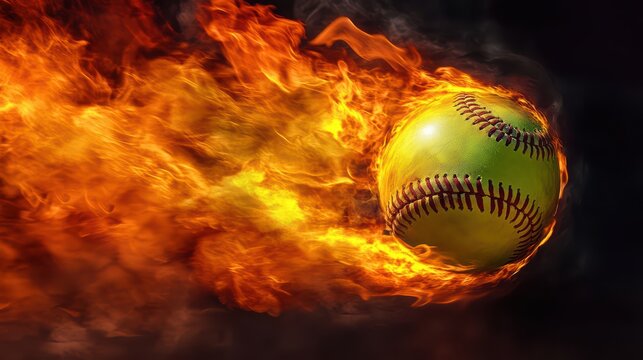 Fiery Softball in Flight.