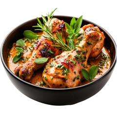 Savory Chicken Drumsticks with Herbs and Creamy Sauce in Bowl