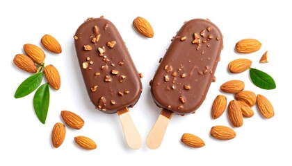 Fototapeta premium Delicious Chocolate Almond Ice Cream Bars