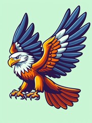 Obraz premium Powerful eagle in flight, vibrant colors