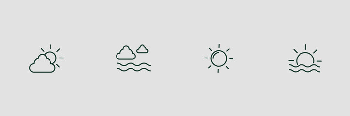 Sunrise icon line. Thin. Set collection. Simple design. Vector illustration.
