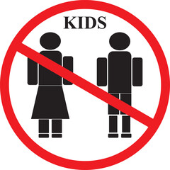 A sign stating that children are prohibited from entering and staying
