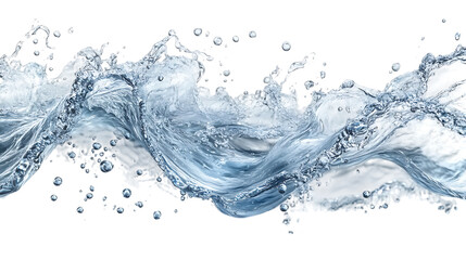 Dynamic water splash isolated on black background