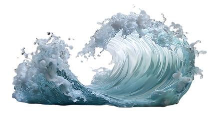 Obraz premium Stunning teal ocean wave with white foam isolated on black