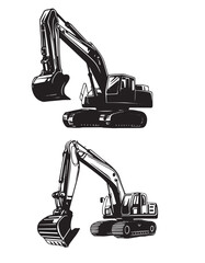 excavator on a white background