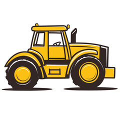 yellow tractor isolated on white