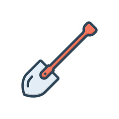 Color illustration icon for shovel
