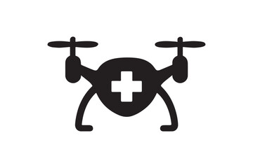 Rescue Drone Cross icon silhouette vector with white background