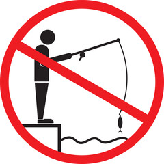 A sign stating that fishing is completely prohibited in this location