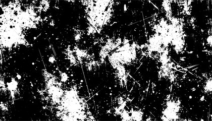 Chaotic Black and White Grunge Texture with Ink Splatters and Scratches, Abstract Urban Background