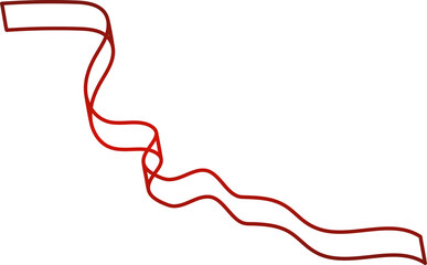 Red ribbon line. Decoration for party, holiday
