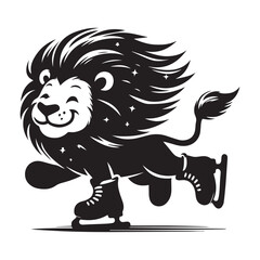 Fototapeta premium Lion skating silhouette vector
