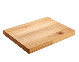 Wooden cutting board for culinary preparation.