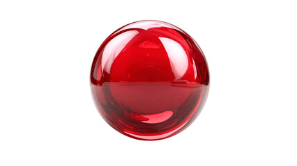 A shiny red sphere reflecting light on a black background creating a captivating visual effect of depth on transparent background