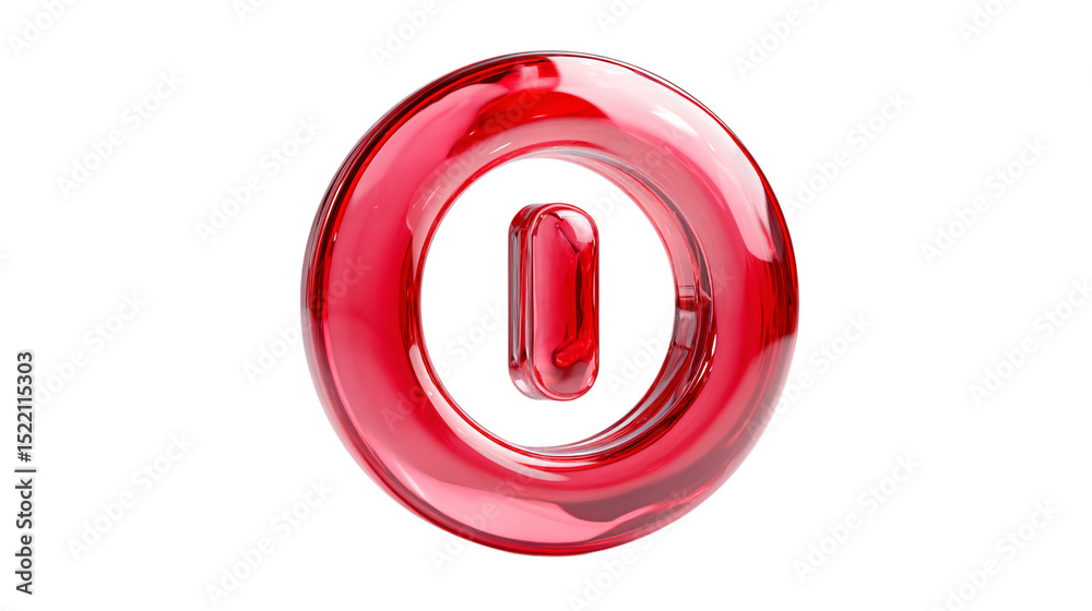 Poster a shiny red power symbol with a circle shape and a vertical line on a black isolated background on t