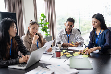 Fototapeta premium Business asian Multicultural businesspeople working project working together in office conference ideas in startup at office Diversity leadership and business people