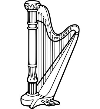 black and white harp musical instrument clip art preview