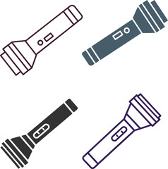 Silhouette Flashlight Flat Illustration in Simple Minimalist Style