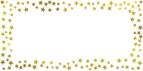 Golden Star Confetti Border for Festive Designs. Stars Glitter Frame Border.