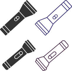 Silhouette Flashlight Flat Illustration in Simple Minimalist Style