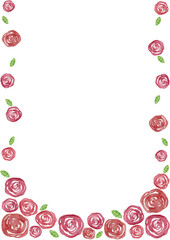 花　薔薇　赤　水彩　イラスト　フレーム