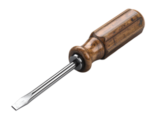 Wooden handled screwdriver for manual tasks.