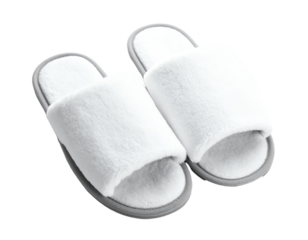 Cozy white slippers for comfortable home wear.