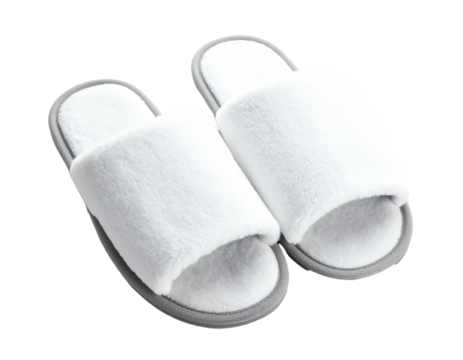 Cozy white slippers for comfortable home wear.