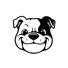 Happy Bulldog Logo, Smile Dog Face Illustration Art