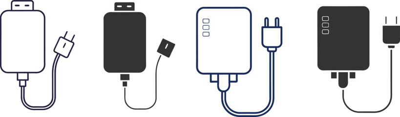 Silhouette Phone Charger Flat Illustration in Simple Minimalist Style