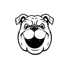 Happy Bulldog Logo, Dog Head Vector Illustration