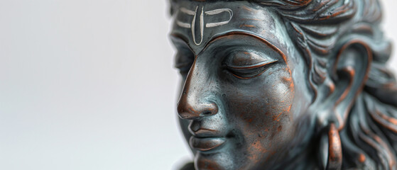 Meditating Figure Statue with Decorative Markings Close Up