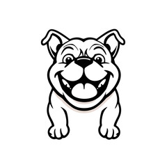 Happy Bulldog Logo, Front View Dog Head Vector Illustration