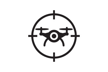 Fototapeta premium UAV Target Cross icon silhouette vector with white background