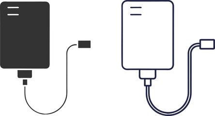 Silhouette Phone Charger Flat Illustration in Simple Minimalist Style