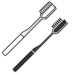 Silhouette Toothbrush Flat Illustration in Simple Minimalist Style